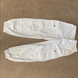 White Denim Cargo Joggers
